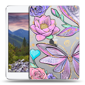 Силиконовый чехол на Ipad Mini 3 с принтом Бабочки и цветы Силиконовый чехол на Ipad Mini 3 с принтом Бабочки и цветы