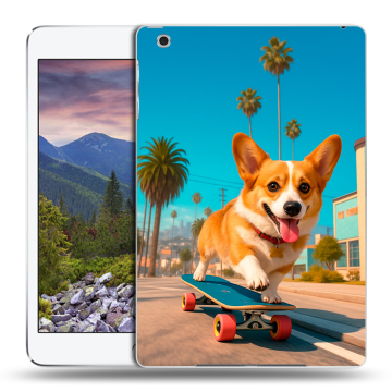 Силиконовый чехол на Ipad Mini 3 с принтом Корги на скейте Силиконовый чехол на Ipad Mini 3 с принтом Корги на скейте