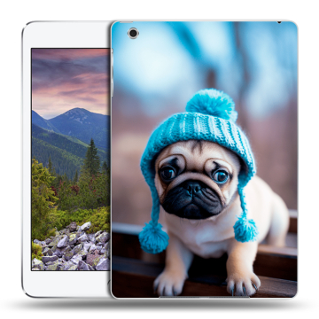 Силиконовый чехол на Ipad Mini 3 с принтом Мопс в шапке Силиконовый чехол на Ipad Mini 3 с принтом Мопс в шапке