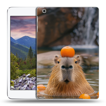 Силиконовый чехол на Ipad Mini 3 с принтом Капибара с апельсином Силиконовый чехол на Ipad Mini 3 с принтом Капибара с апельсином