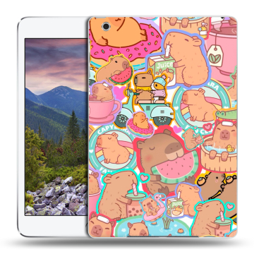 Силиконовый чехол на Ipad Mini 3 с принтом капибары Силиконовый чехол на Ipad Mini 3 с принтом капибары
