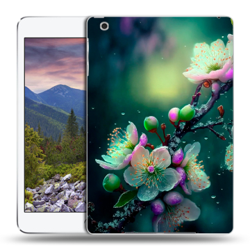 Силиконовый чехол на Ipad Mini 3 с принтом Цветы и мрамор