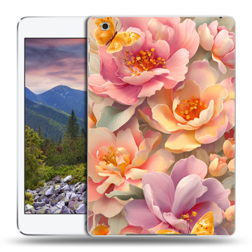 Силиконовый чехол на Ipad Mini 3 с принтом Цветы и бабочки
