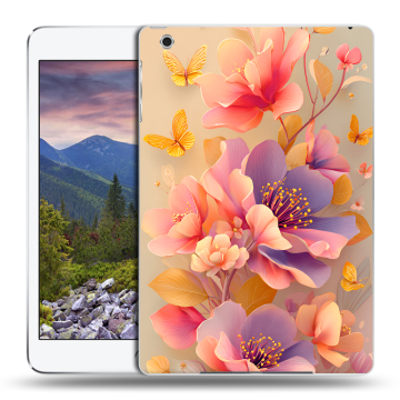 Силиконовый чехол на Ipad Mini 3 с принтом Цветы и бабочки