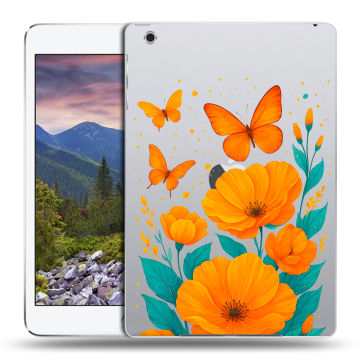 Силиконовый чехол на Ipad Mini 3 с принтом цветы бабочки