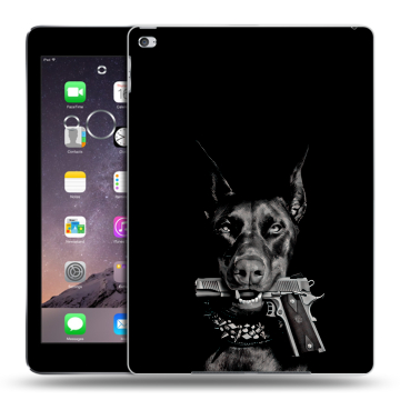 Силиконовый чехол на планшета Ipad Air 2 с принтом Доберман и пистолет
