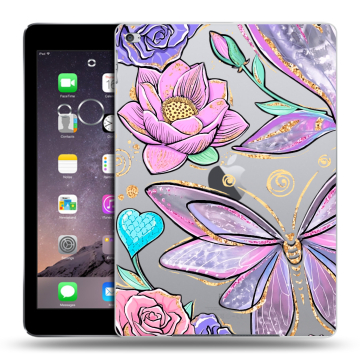 Силиконовый чехол на Ipad Air 2 с принтом Бабочки и цветы