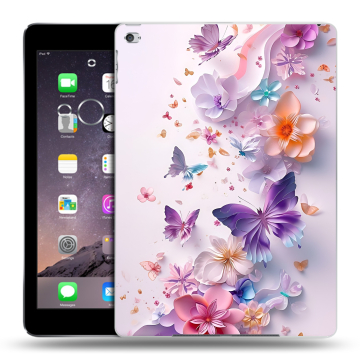 Силиконовый чехол на Ipad Air 2 с принтом цветы бабочки Силиконовый чехол на Ipad Air 2 с принтом цветы бабочки