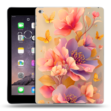 Силиконовый чехол на Ipad Air 2 с принтом Цветы и бабочки