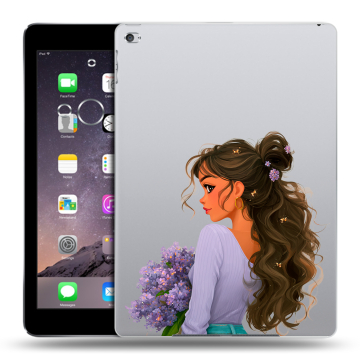 Силиконовый чехол на Ipad Air 2 с принтом девушка цветы