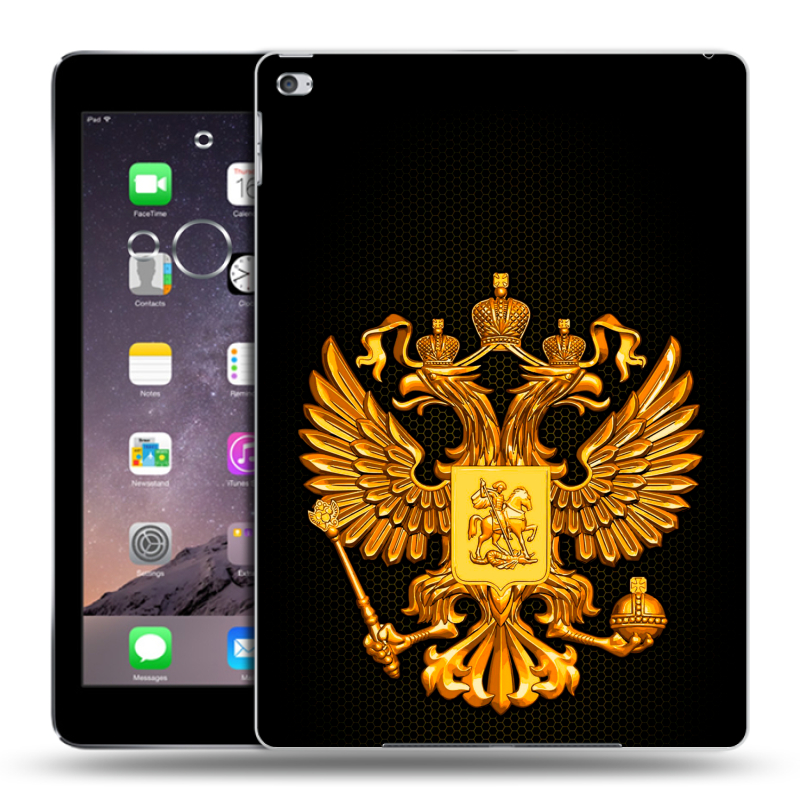 Пластиковый чехол на Ipad Air 2 с принтом Герб России желтый Пластиковый чехол на Ipad Air 2 с принтом Герб России желтый
