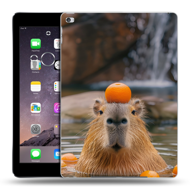 Пластиковый чехол на Ipad Air 2 с принтом Капибара с апельсином Пластиковый чехол на Ipad Air 2 с принтом Капибара с апельсином