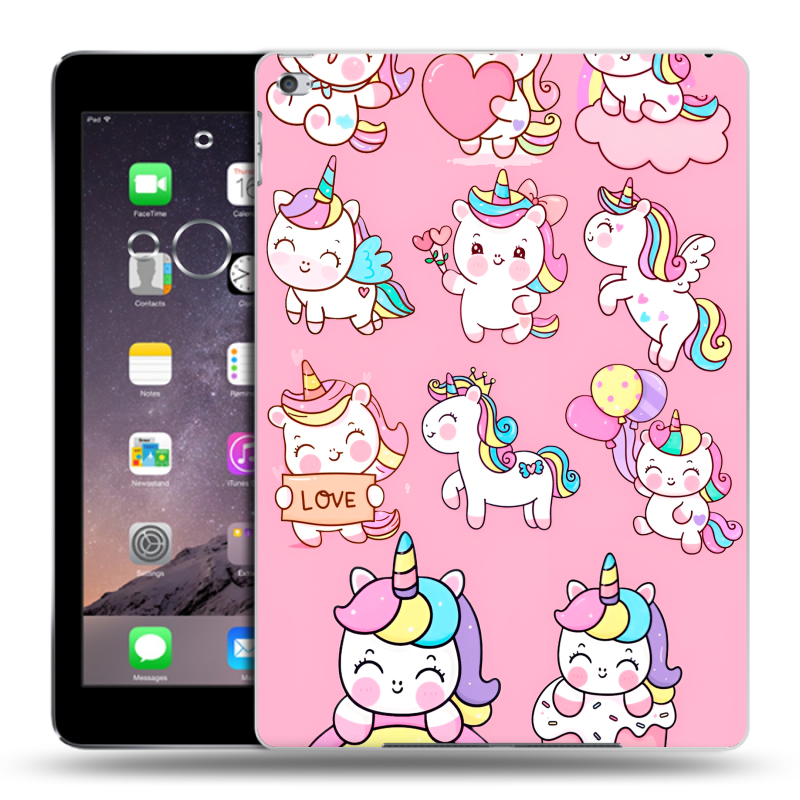 Пластиковый чехол на Ipad Air 2 с принтом Единороги и радуга Пластиковый чехол на Ipad Air 2 с принтом Единороги и радуга