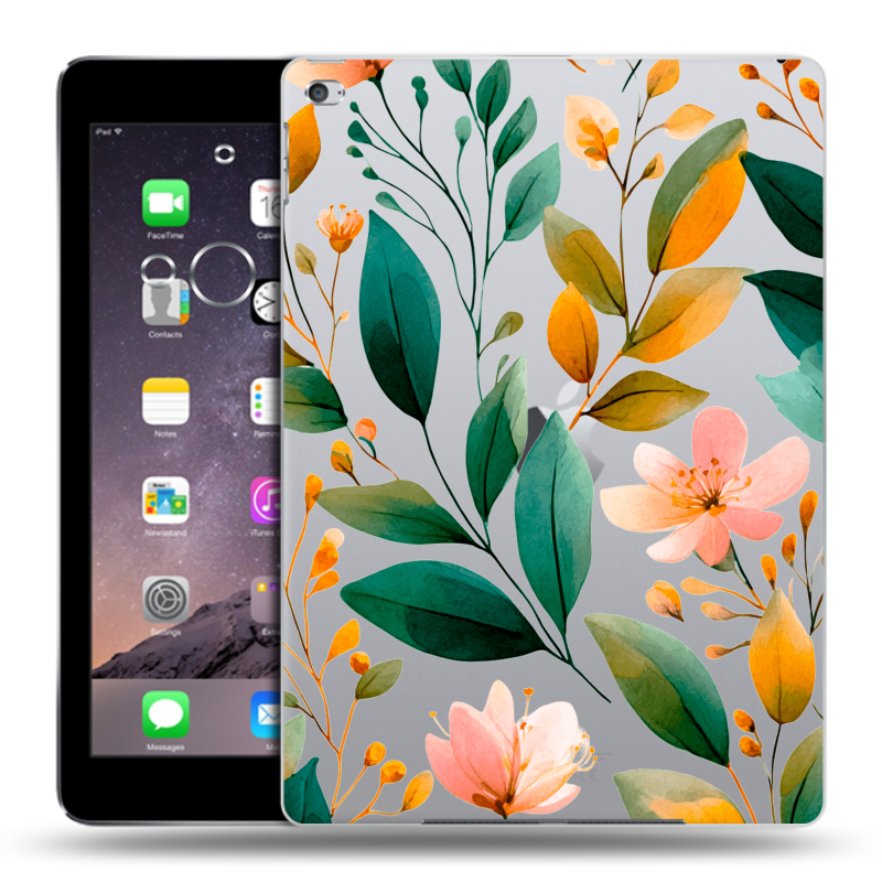 Силиконовый чехол на Ipad Air 2 с принтом Цветы паттерн Силиконовый чехол на Ipad Air 2 с принтом Цветы паттерн