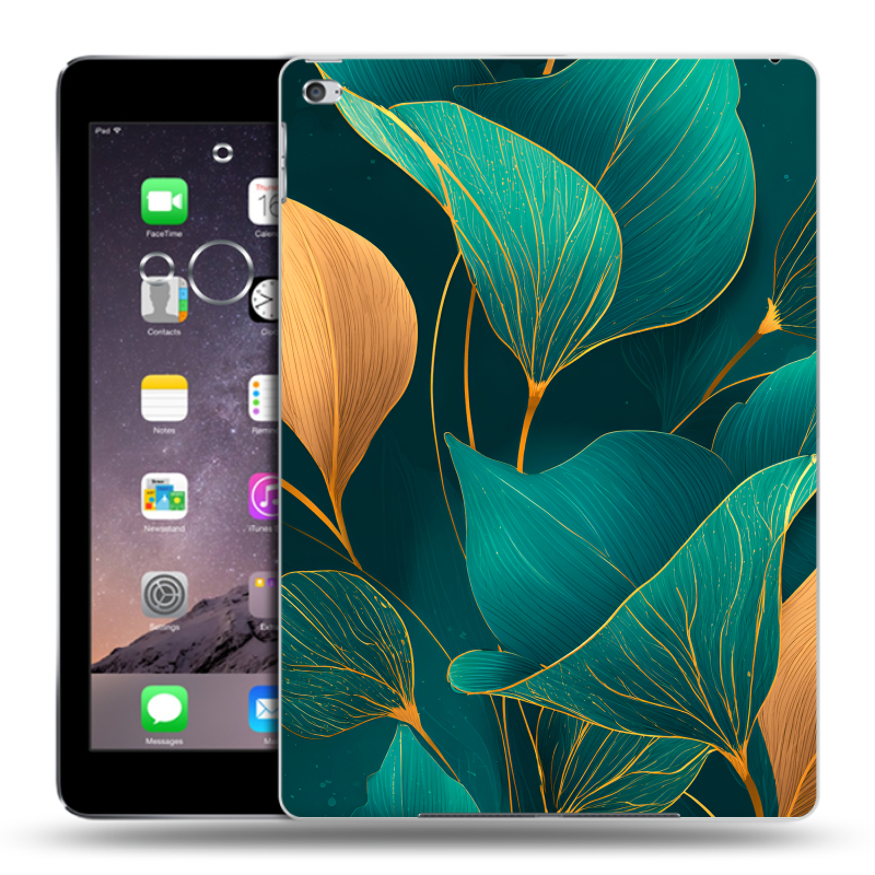 Силиконовый чехол на Ipad Air 2 с принтом Листья и золото Силиконовый чехол на Ipad Air 2 с принтом Листья и золото