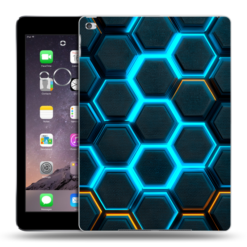 Силиконовый чехол на Ipad Air 2 с принтом Неоновые соты Силиконовый чехол на Ipad Air 2 с принтом Неоновые соты
