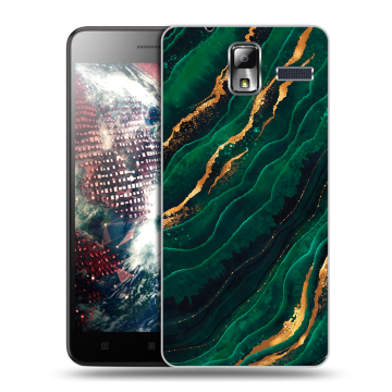 Силиконовый чехол на Lenovo S580 Ideaphone с принтом Мрамор зеленое золото Силиконовый чехол на Lenovo S580 Ideaphone с принтом Мрамор зеленое золото