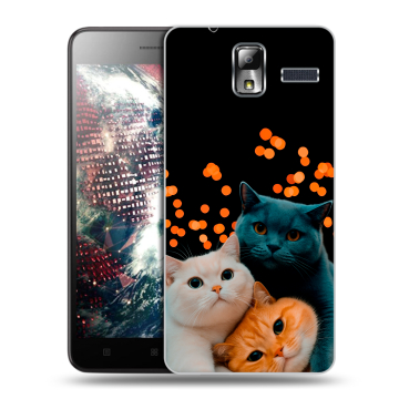 Силиконовый чехол на Lenovo S580 Ideaphone с принтом Кошки Силиконовый чехол на Lenovo S580 Ideaphone с принтом Кошки
