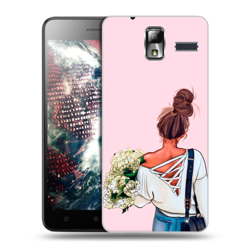 Силиконовый чехол на Lenovo S580 Ideaphone с принтом Девушка и букет Силиконовый чехол на Lenovo S580 Ideaphone с принтом Девушка и букет