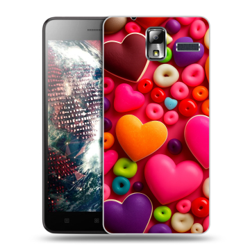 Силиконовый чехол на Lenovo S580 Ideaphone с принтом Сердечки Силиконовый чехол на Lenovo S580 Ideaphone с принтом Сердечки