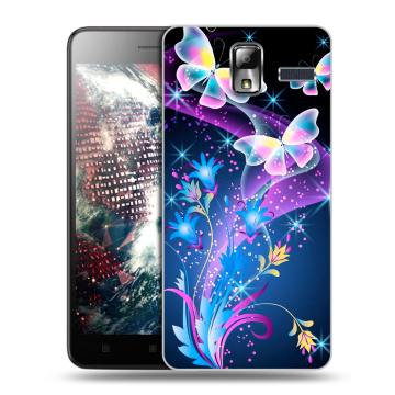 Силиконовый чехол на Lenovo S580 Ideaphone с принтом Бабочки Силиконовый чехол на Lenovo S580 Ideaphone с принтом Бабочки