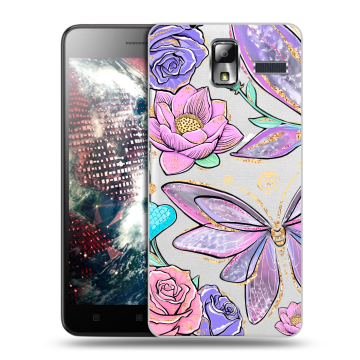 Силиконовый чехол на Lenovo S580 Ideaphone с принтом Бабочки и цветы Силиконовый чехол на Lenovo S580 Ideaphone с принтом Бабочки и цветы