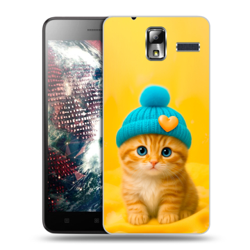 Силиконовый чехол на Lenovo S580 Ideaphone с принтом Котенок в шапке Силиконовый чехол на Lenovo S580 Ideaphone с принтом Котенок в шапке