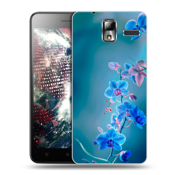 Силиконовый чехол на Lenovo S580 Ideaphone с принтом Голубые цветы Силиконовый чехол на Lenovo S580 Ideaphone с принтом Голубые цветы