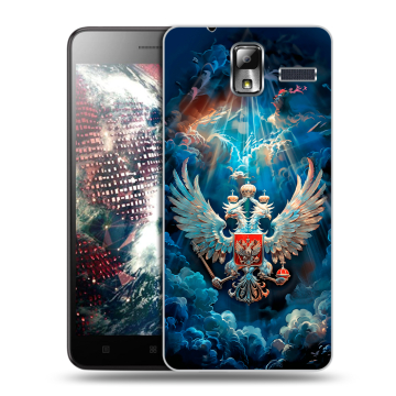 Силиконовый чехол на Lenovo S580 Ideaphone с принтом Герб флаг России Силиконовый чехол на Lenovo S580 Ideaphone с принтом Герб флаг России