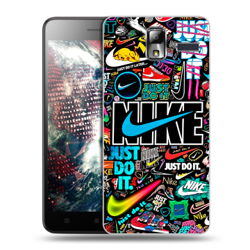 Силиконовый чехол на Lenovo S580 Ideaphone с принтом найк nike черный