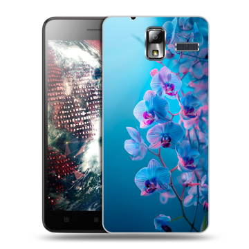 Силиконовый чехол на Lenovo S580 Ideaphone с принтом голубые орхидеи Силиконовый чехол на Lenovo S580 Ideaphone с принтом голубые орхидеи