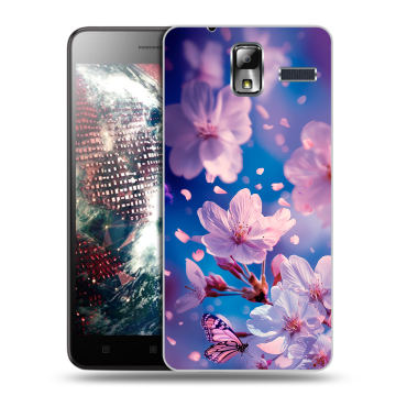 Силиконовый чехол на Lenovo S580 Ideaphone с принтом цветы бабочки Силиконовый чехол на Lenovo S580 Ideaphone с принтом цветы бабочки