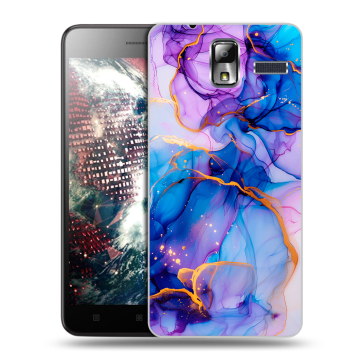 Силиконовый чехол на Lenovo S580 Ideaphone с принтом синий мрамор Силиконовый чехол на Lenovo S580 Ideaphone с принтом синий мрамор