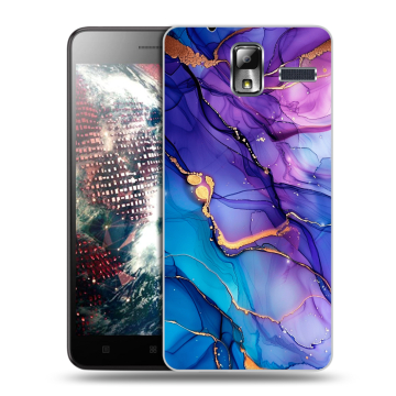 Силиконовый чехол на Lenovo S580 Ideaphone с принтом синий мрамор Силиконовый чехол на Lenovo S580 Ideaphone с принтом синий мрамор