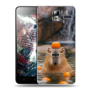 Силиконовый чехол на Lenovo S580 Ideaphone с принтом Капибара с апельсином Силиконовый чехол на Lenovo S580 Ideaphone с принтом Капибара с апельсином