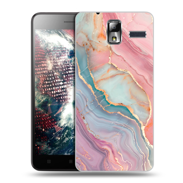 Силиконовый чехол на Lenovo S580 Ideaphone с принтом розовый мрамор Силиконовый чехол на Lenovo S580 Ideaphone с принтом розовый мрамор