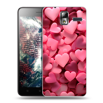 Силиконовый чехол на Lenovo S580 Ideaphone с принтом розовые сердечки Силиконовый чехол на Lenovo S580 Ideaphone с принтом розовые сердечки