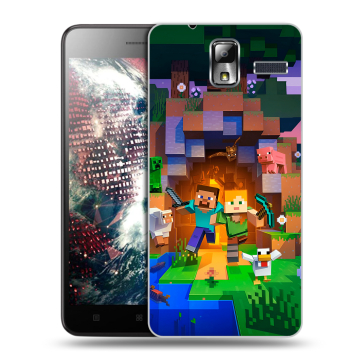 Силиконовый чехол на Lenovo S580 Ideaphone с принтом Майнкрафт Minecraft