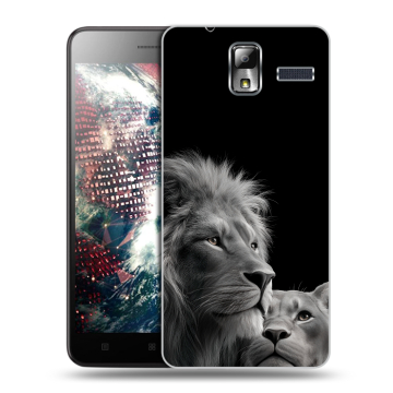 Силиконовый чехол на Lenovo S580 Ideaphone с принтом Лев кошки