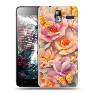 Силиконовый чехол на Lenovo S580 Ideaphone с принтом Цветы и бабочки