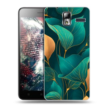 Силиконовый чехол на Lenovo S580 Ideaphone с принтом Листья и золото