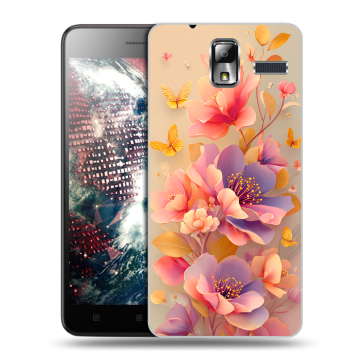 Силиконовый чехол на Lenovo S580 Ideaphone с принтом Цветы и бабочки