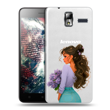 Силиконовый чехол на Lenovo S580 Ideaphone с принтом девушка цветы
