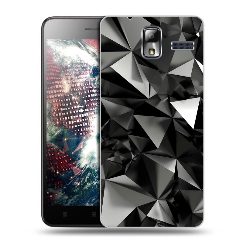 Силиконовый чехол на Lenovo S580 Ideaphone с принтом Черные кристаллы Силиконовый чехол на Lenovo S580 Ideaphone с принтом Черные кристаллы