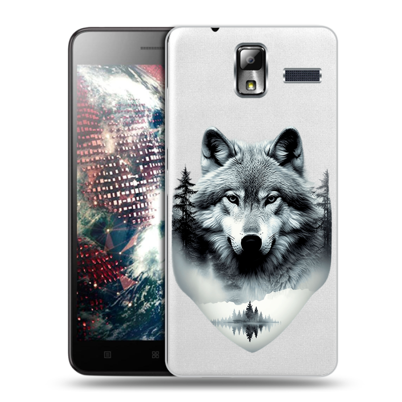 Силиконовый чехол на Lenovo S580 Ideaphone с принтом Волк в лесу Силиконовый чехол на Lenovo S580 Ideaphone с принтом Волк в лесу