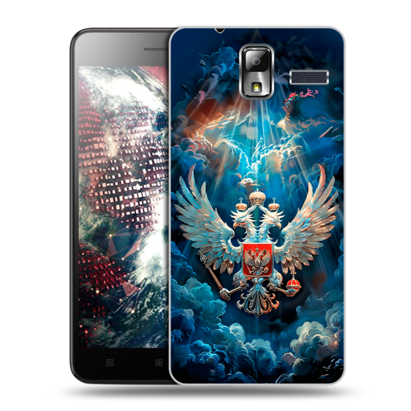 Силиконовый чехол на Lenovo S580 Ideaphone с принтом Герб флаг России Силиконовый чехол на Lenovo S580 Ideaphone с принтом Герб флаг России