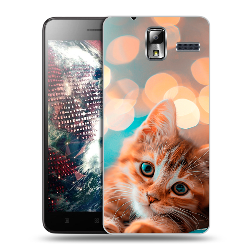 Силиконовый чехол на Lenovo S580 Ideaphone с принтом котик Силиконовый чехол на Lenovo S580 Ideaphone с принтом котик