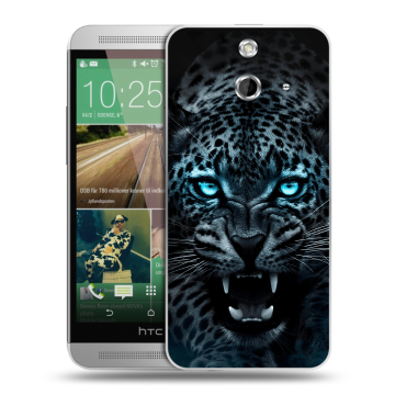 Пластиковый чехол на HTC One E8 с принтом Темный леопард
