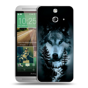 Пластиковый чехол на HTC One E8 с принтом Лесной волк