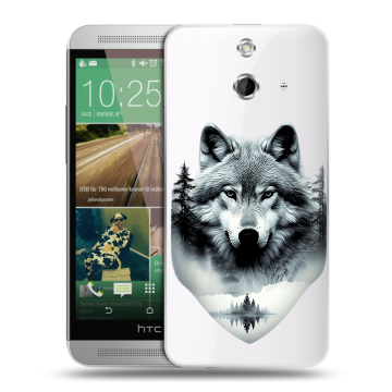 Пластиковый чехол на HTC One E8 с принтом Волк в лесу